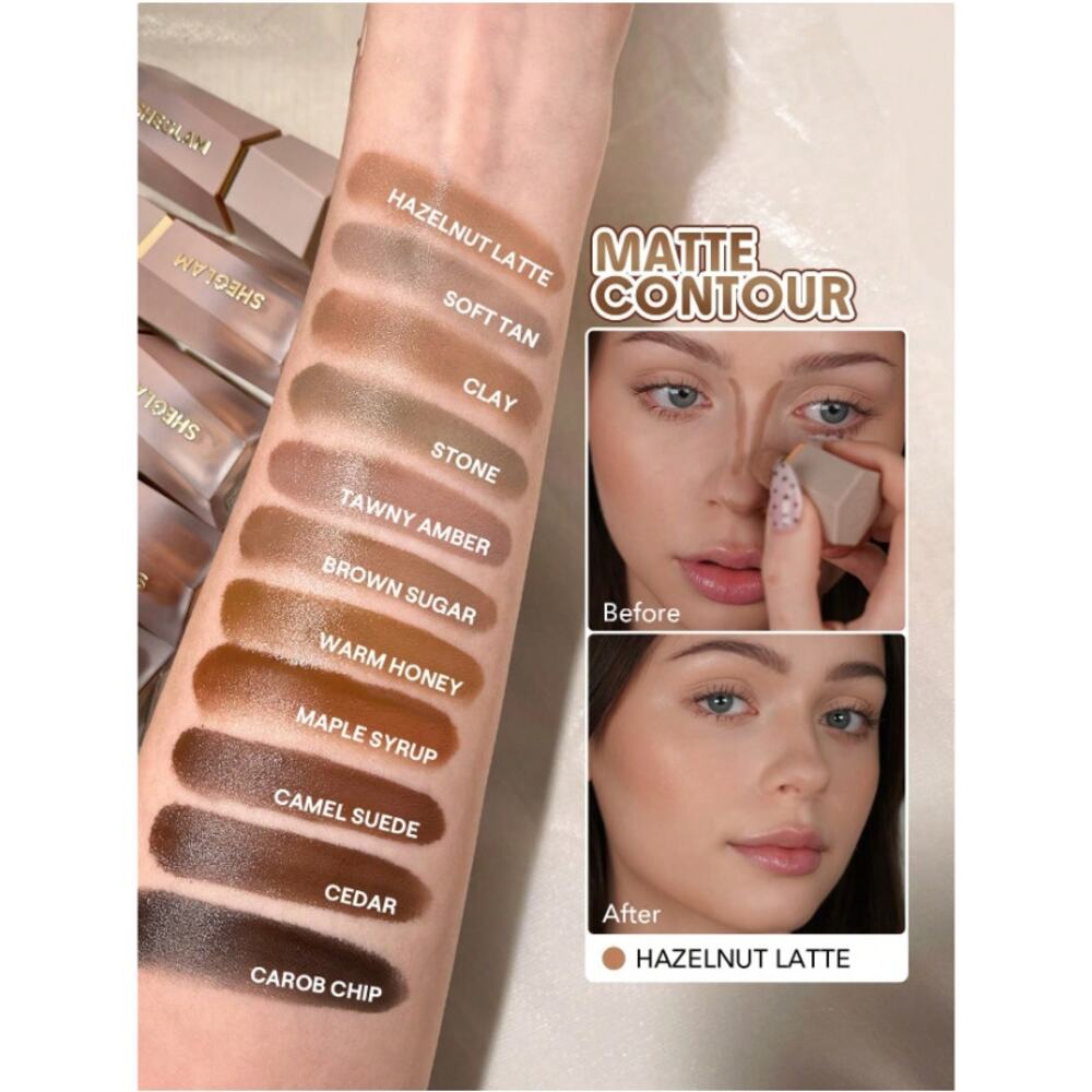 SHEGLAM Sun Sculpt Liquid Contour – Hazelnut Latte | Matte Finish,ormula